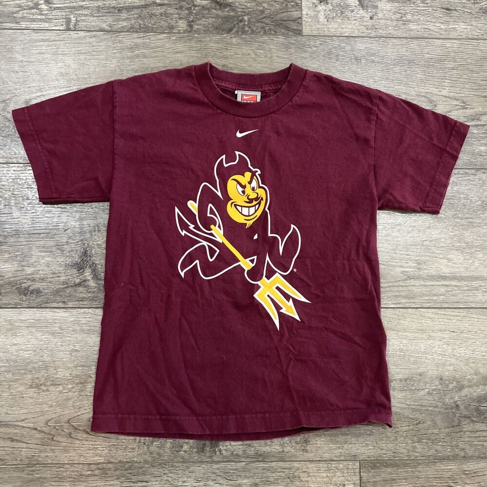 Vintage 90s Nike Team Center Swoosh ASU Sun Devils Sparky T-Shirt Kids Size XL
